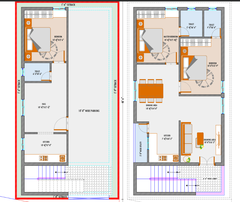 24.60x48.6 East Facing Villa Plan With Parking